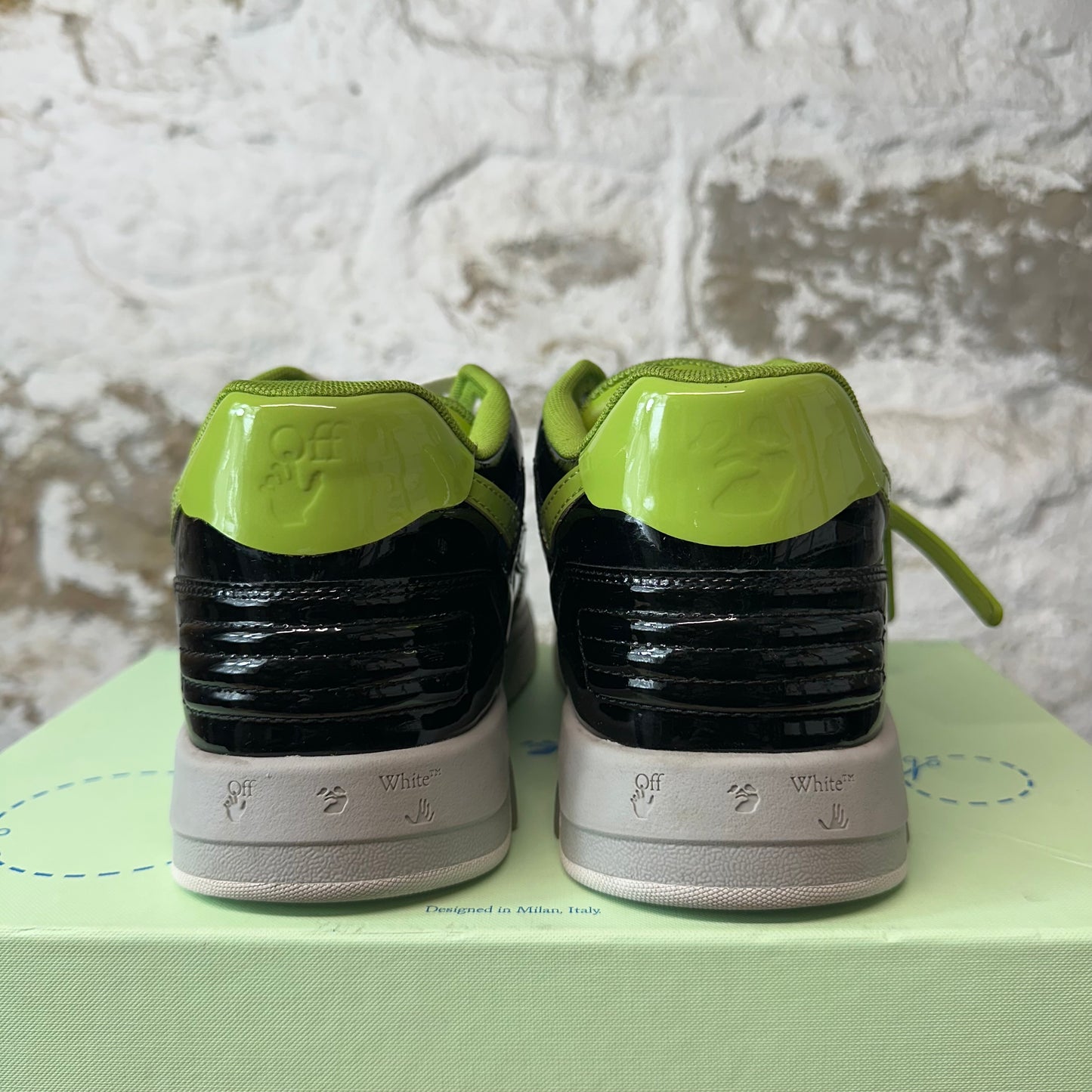 Off-White Out Of Office Blue Green White Patent Sneaker Sz 8 (41)