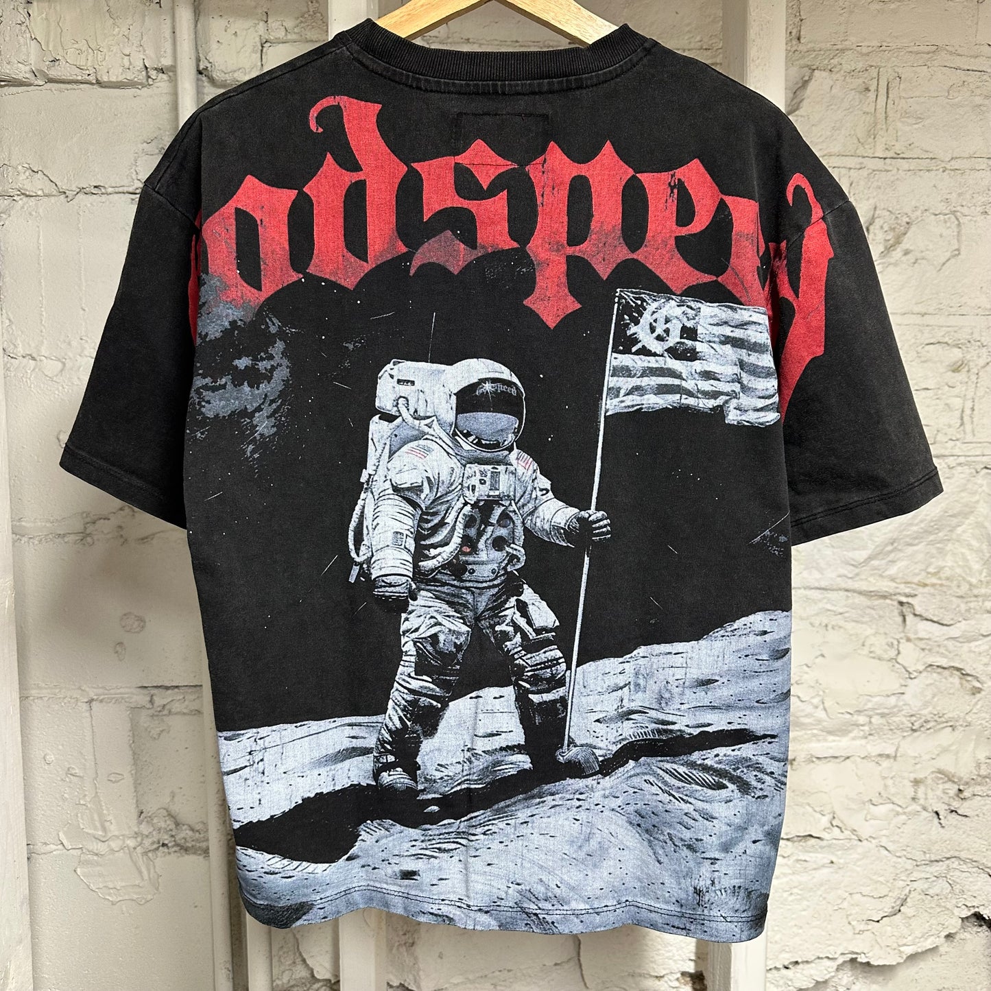 God Speed Black Astronaut T-Shirt Sz S