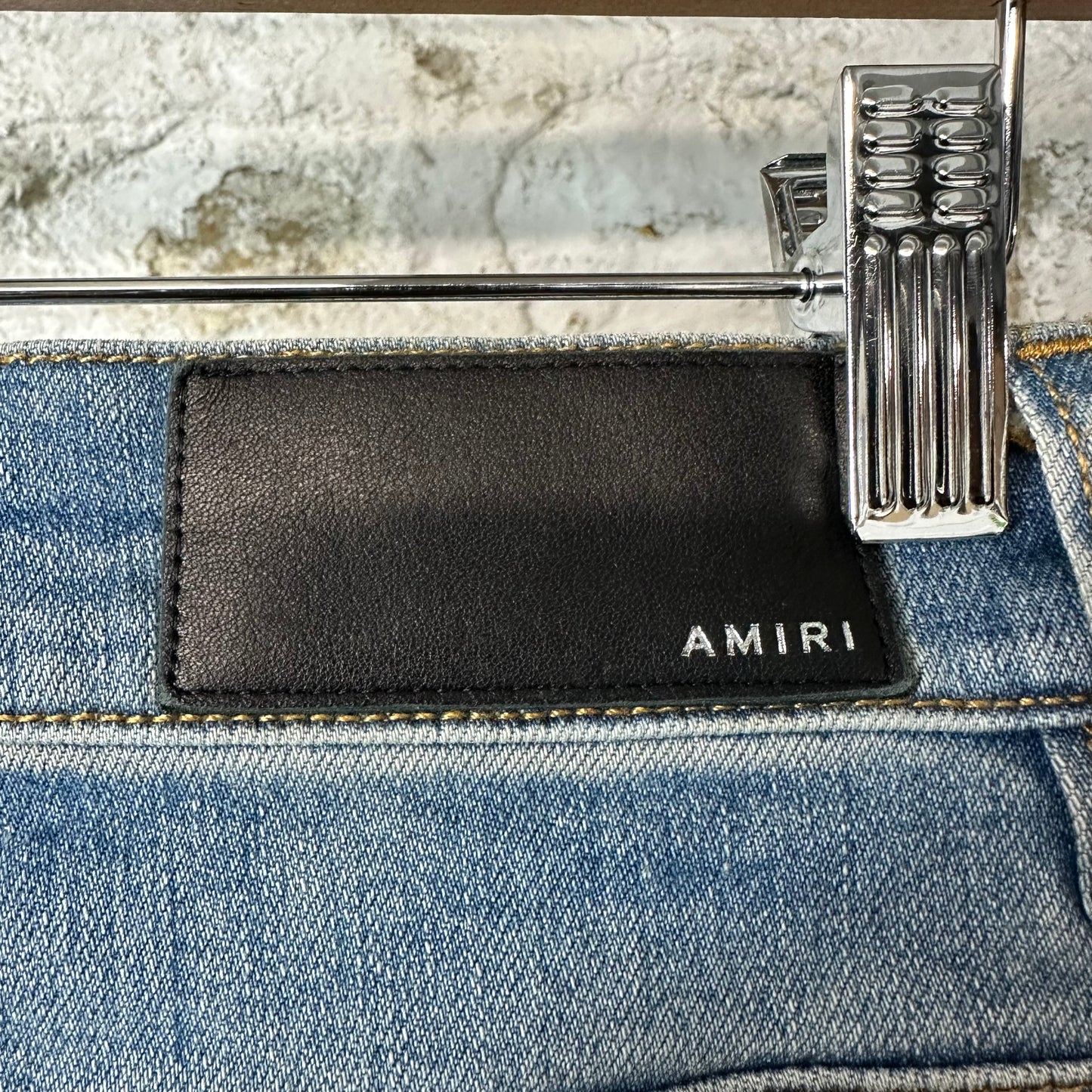 Amiri Knee Hole Plain Blue Denim Jeans Sz 28