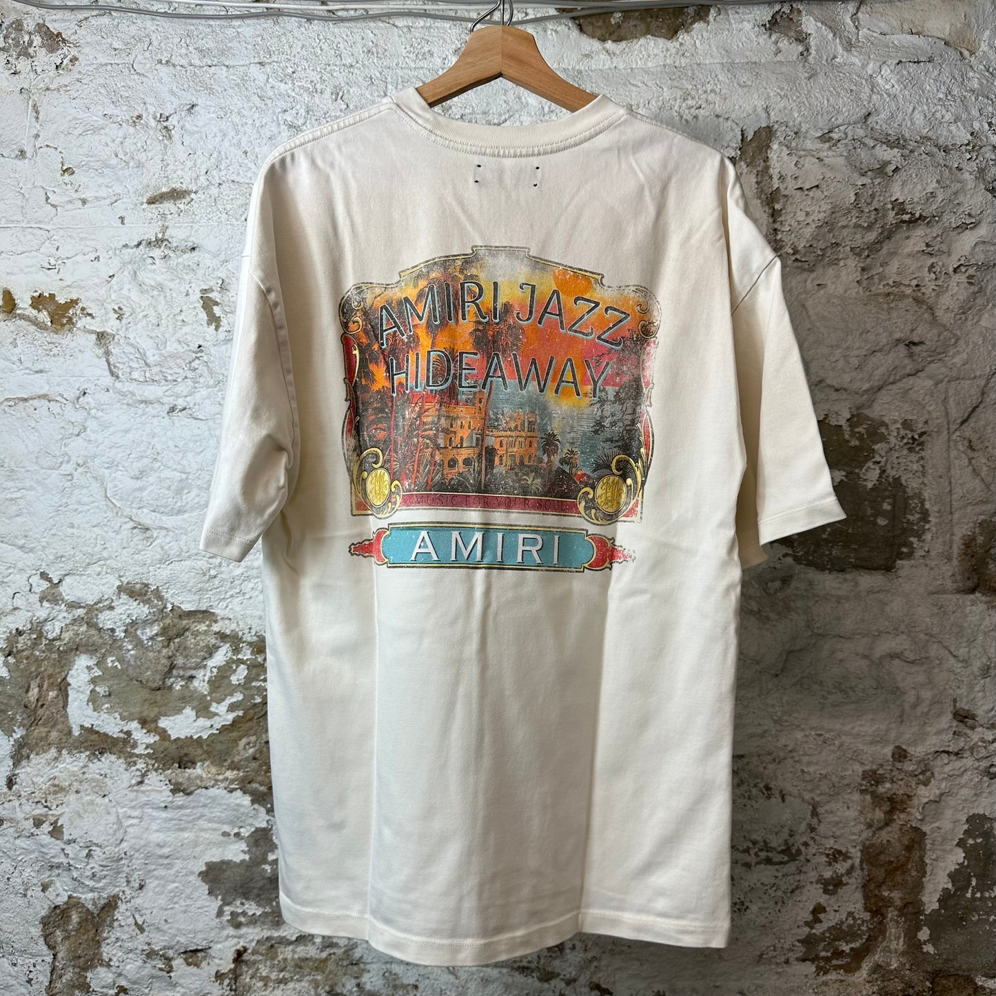 Amiri Jazz Hideaway Cream T-Shirt Sz XS
