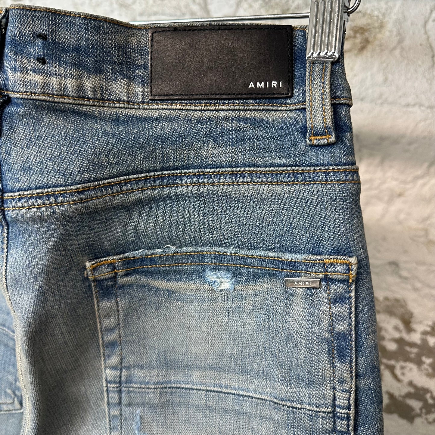 Amiri MX1 Quilted Patches Blue Denim Jeans Sz 29