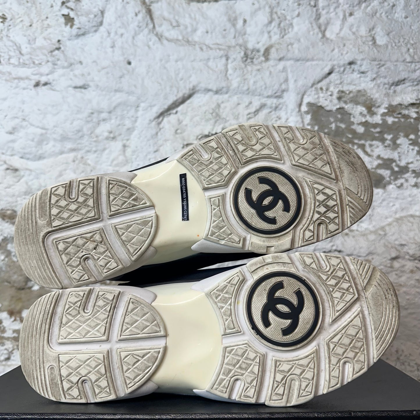 Chanel White CC Black Pink Nylon Sneaker Sz 12 (45)