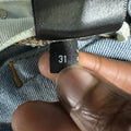 Amiri Black Leather Star Chemist Blue Denim Jeans Sz 31