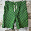 Gucci GG Monogram Cargo Green Shorts Sz M
