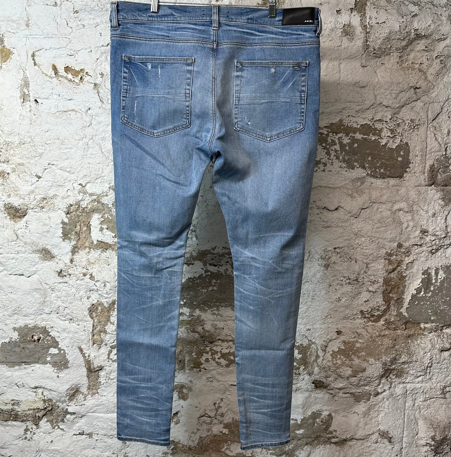 Amiri Plain Blue Perfect Indigo Denim Jeans Sz 38 (Stained)