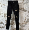 Amiri MX1 Aloha Patch Black Denim Jeans Sz 29