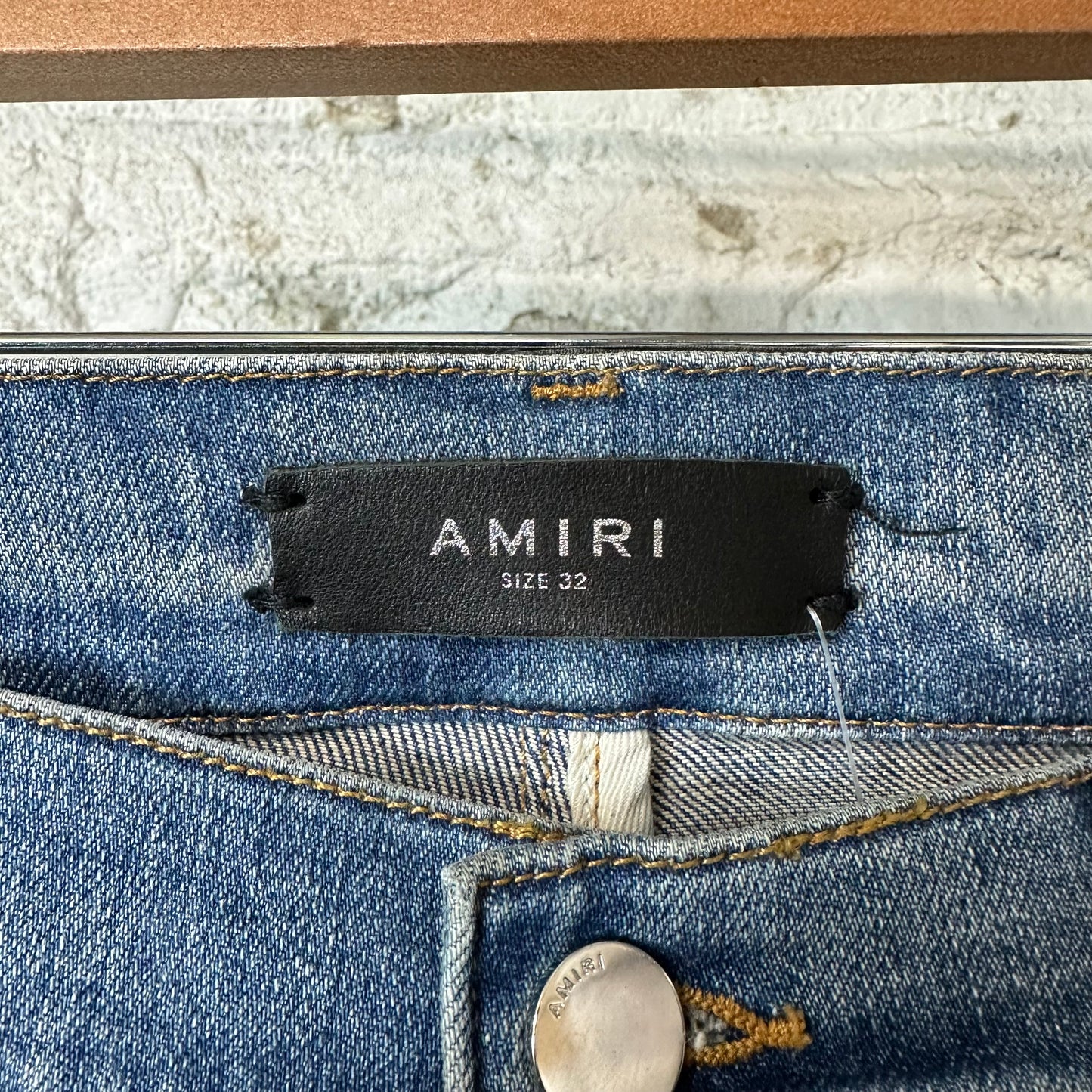 Amiri Red Orange Paisley Flame Blue Denim Jeans Sz 32