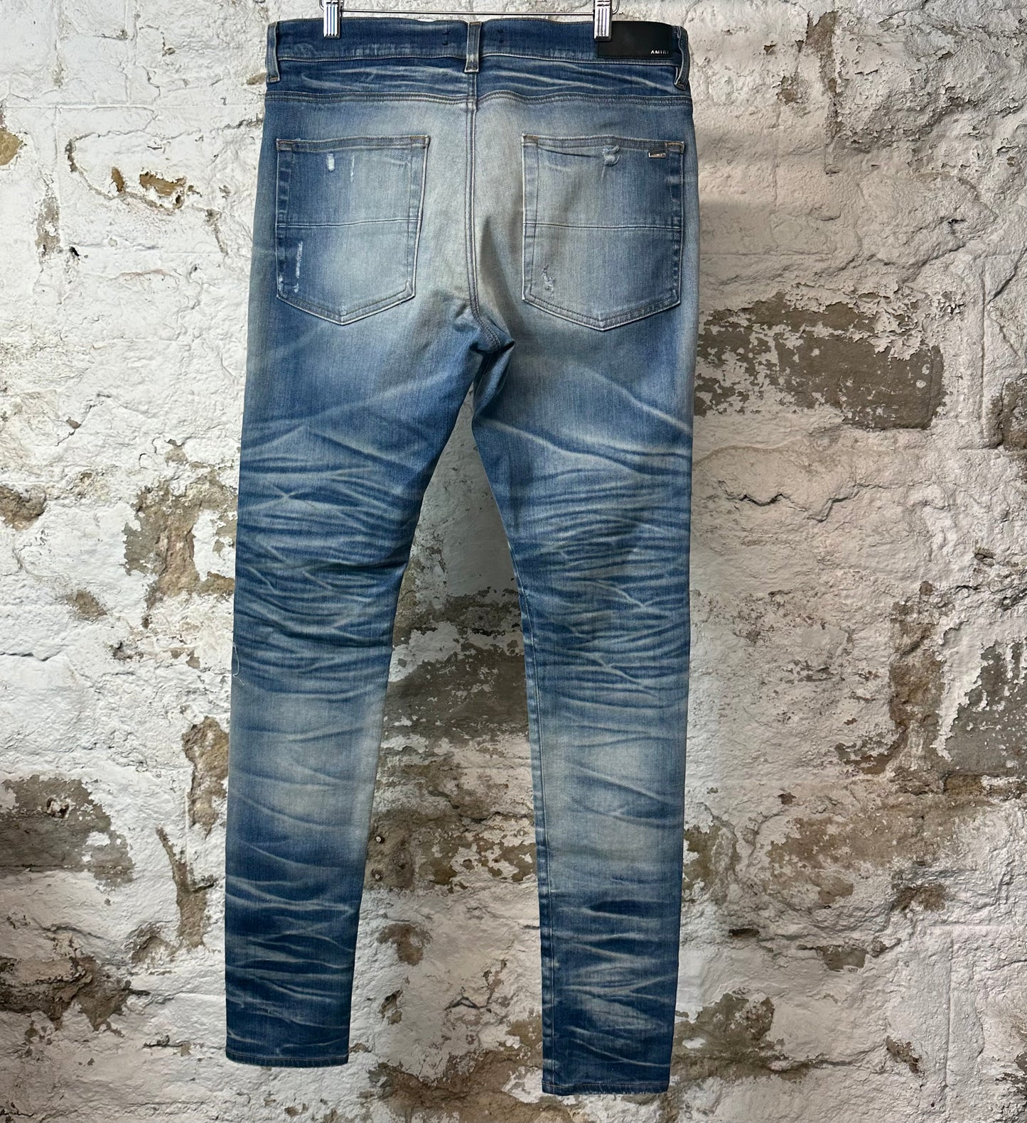 Amiri Plain Blue Honeycomb Denim Jeans Sz 36