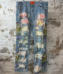 Who Decides War Stained Glass Fusion Blue Denim Jeans Sz 40