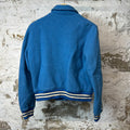 Amiri Cream Bone Blue Wool Varsity Jacket Sz M