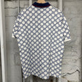 Gucci Blue GG Monogram White Polo Shirt Sz XXXL (Fits XL)