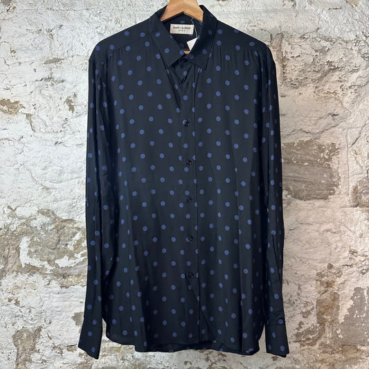 Saint Laurent Polka Dot Black Button Up Shirt Sz XL