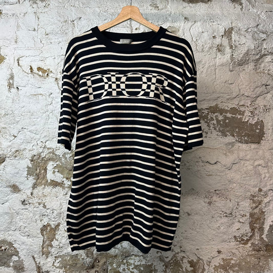 Dior Black White Striped Knit T-shirt Sz XL