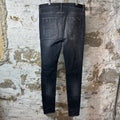 Amiri MX1 Black Leather Grey Denim Jeans Sz 36