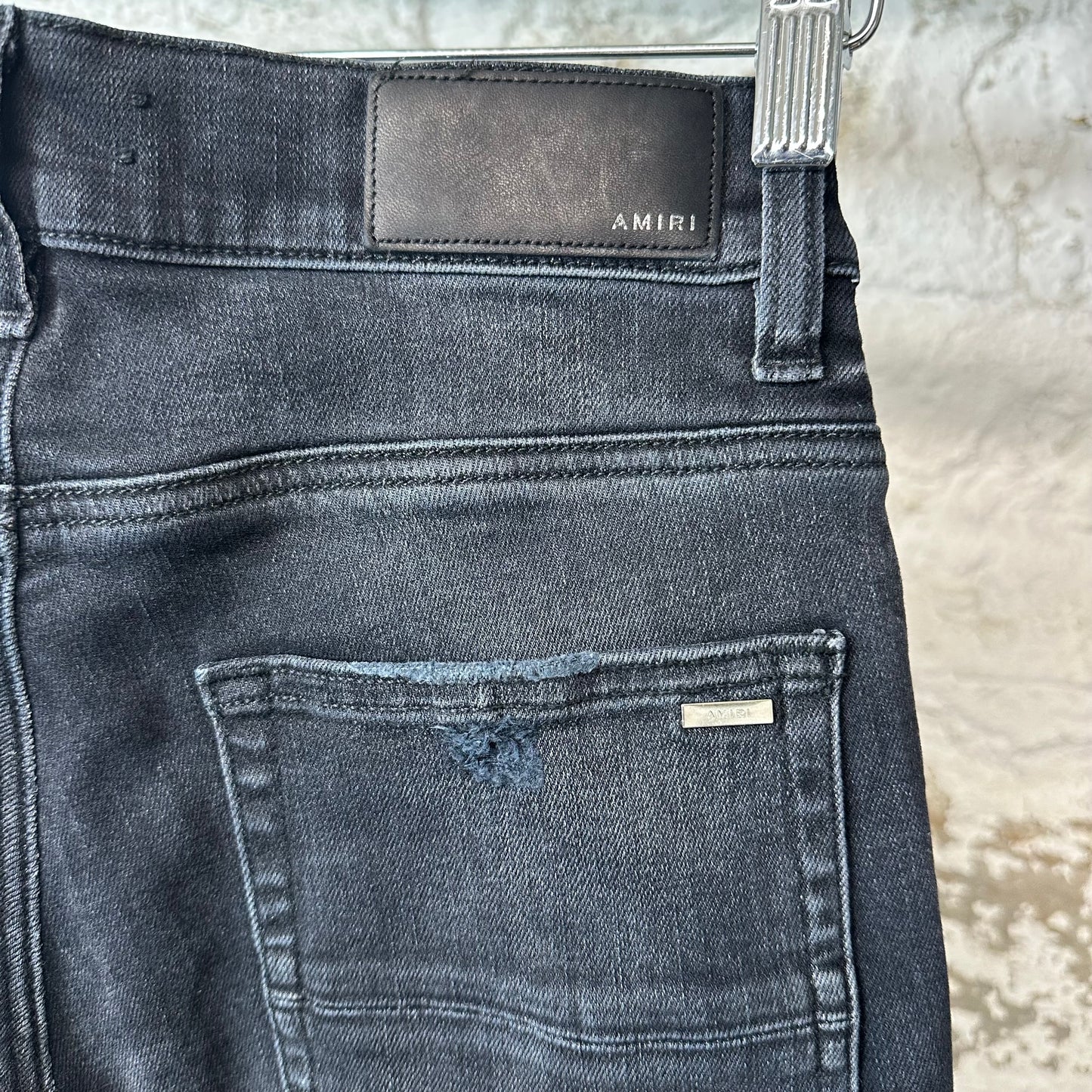 Amiri MX1 Cracked Blue Black Denim Jeans Sz 28