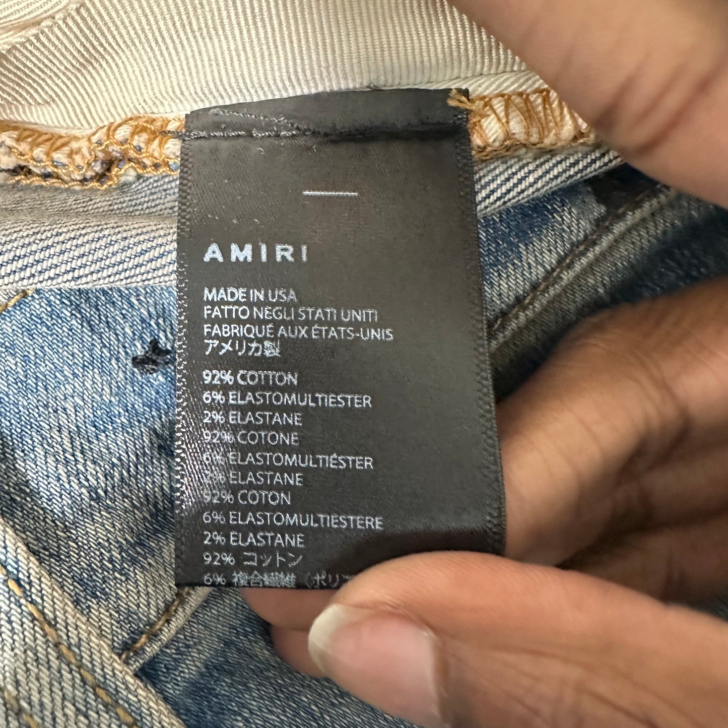 Amiri Paint Splatter Crystal Blue Denim Jeans Sz 32