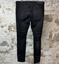 Amiri Knee Rip Plain Faded Black Denim Jeans Sz 38