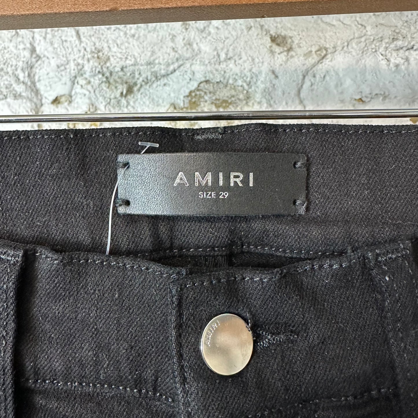 Amiri MX1 Camo Patch Black Denim Jeans Sz 29