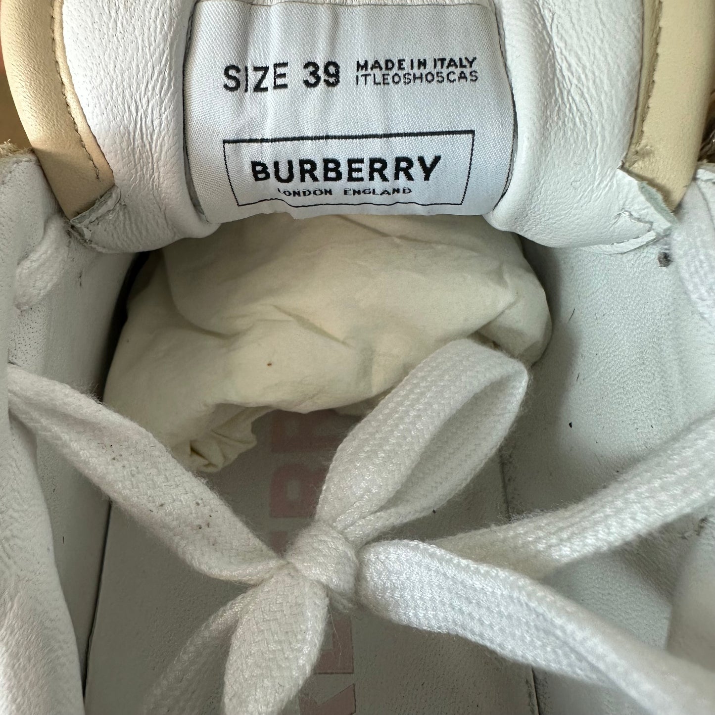 Burberry Ramsey Beige Plaid Pink White Sneaker Sz 6.5 (39)