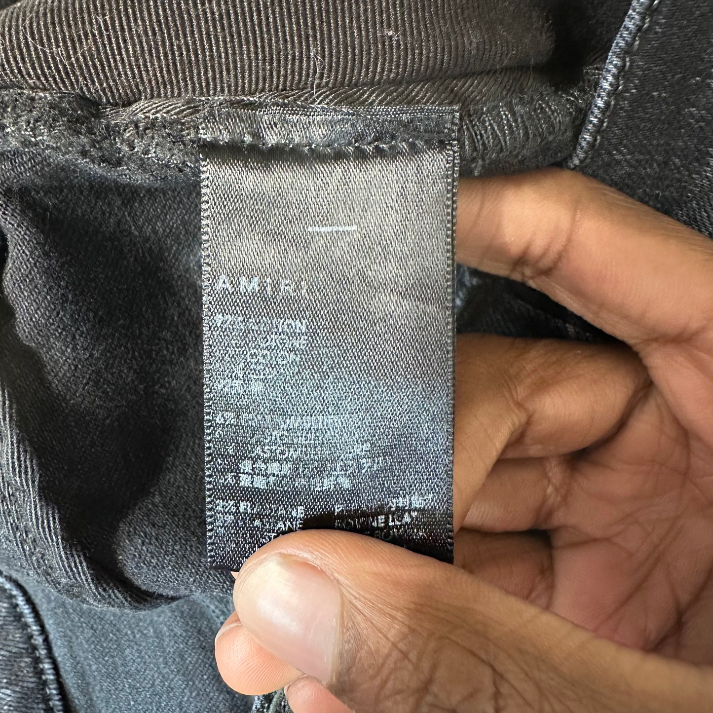 Amiri MX1 Camo Patch Black Denim Jeans Sz 29