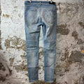 Amiri MX1 Cracked Orange Blue Denim Jeans Sz 32