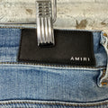 Amiri Plain Blue Distressed Denim Jeans Sz 33