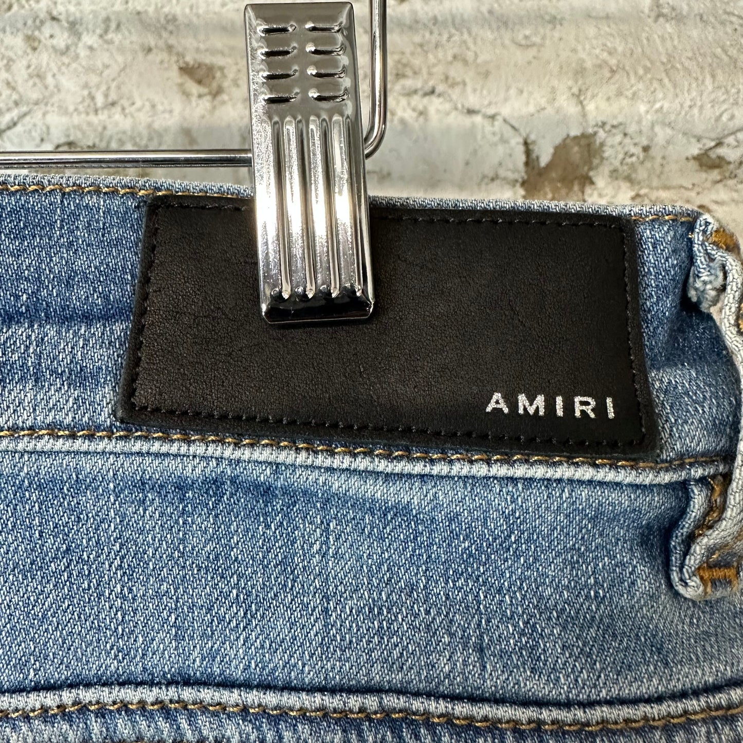 Amiri Plain Blue Distressed Denim Jeans Sz 33