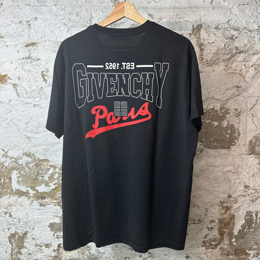 Givenchy Red Whit Paris Logo Black T-Shirt Sz M