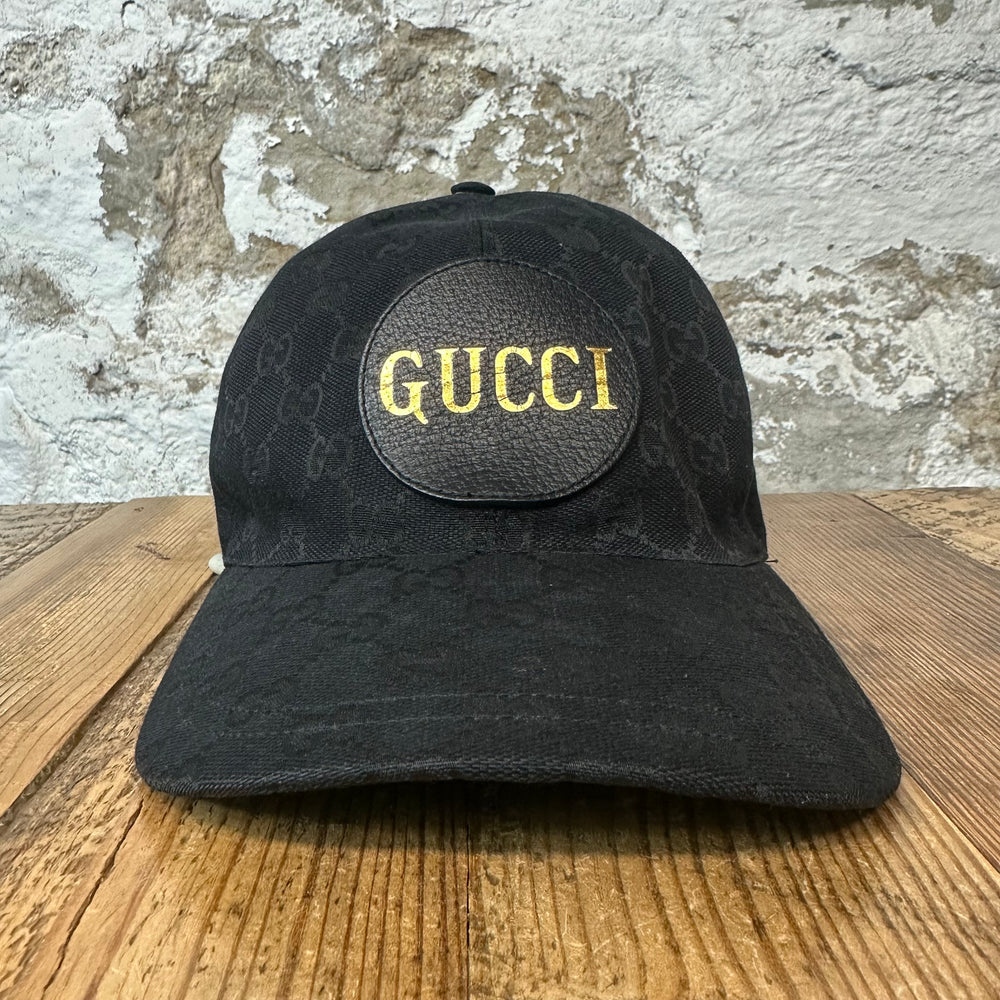 Gucci Circle Logo Black Monogram Hat Sz XL