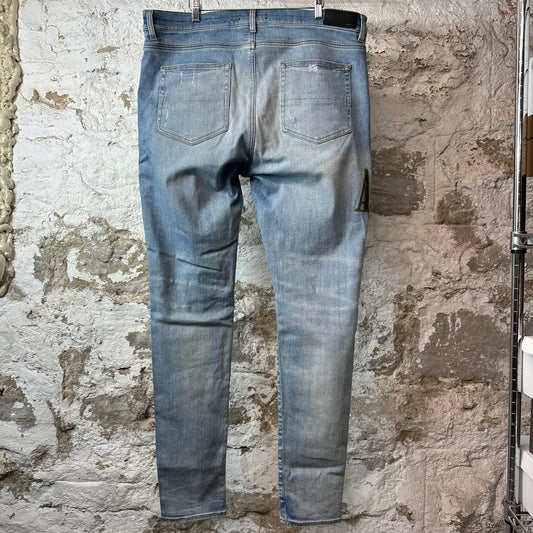 Amiri MX1 Camo Spell Blue Denim Jeans Sz 40