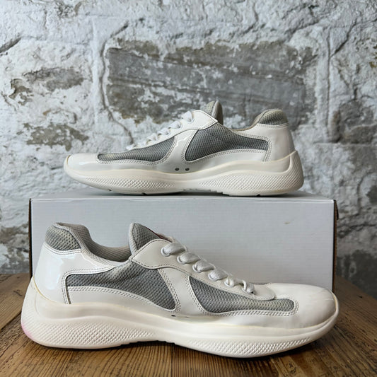 Prada Americas Cup White Patent Sneaker Sz 8.5