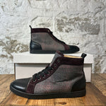 Chrisitian Louboutin Black Maroon Plaid High Sz 6.5 (39.5) No Box