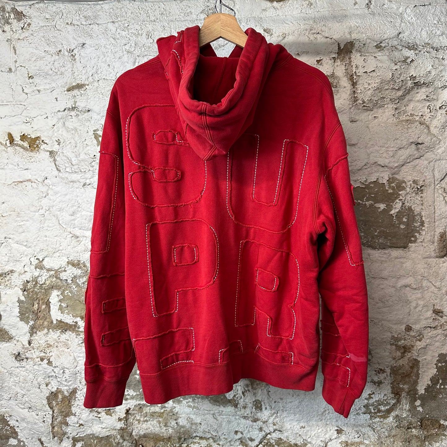 Supreme Cutout Letter Red Hoodie Sz M