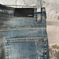 Amiri Black Cobra Distressed Blue Denim Jeans Sz 34