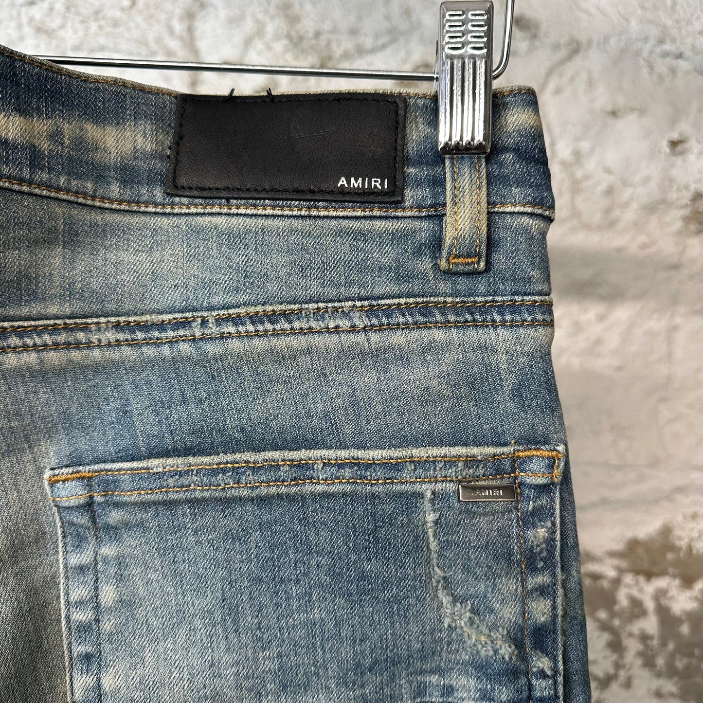 Amiri Black Cobra Distressed Blue Denim Jeans Sz 34