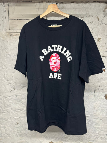 Bape Pink Camo College Logo Black T-Shirt Sz 2XL DS