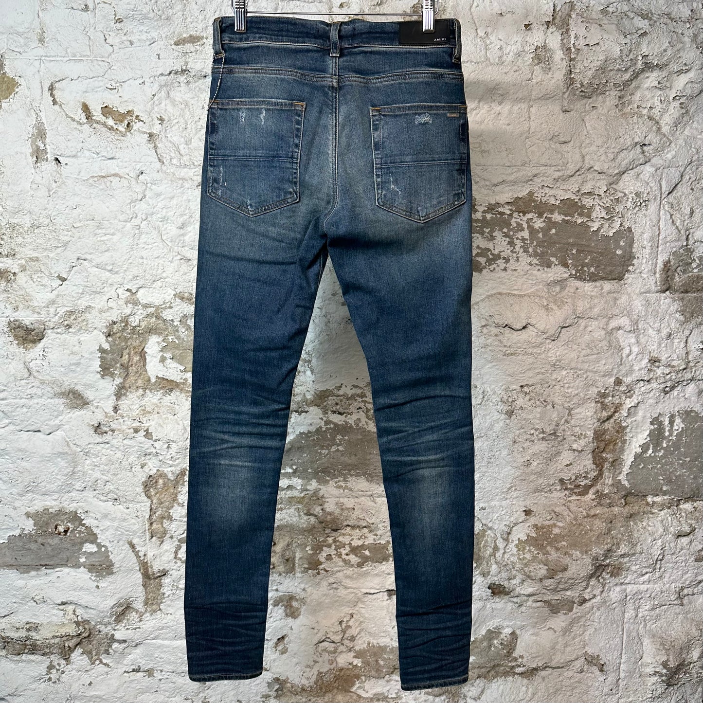 Amiri MX1 Blue Plaid Dark Blue Denim Jeans Sz 30