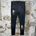 Amiri Paint Drip Spell Black Denim Jeans Sz 36
