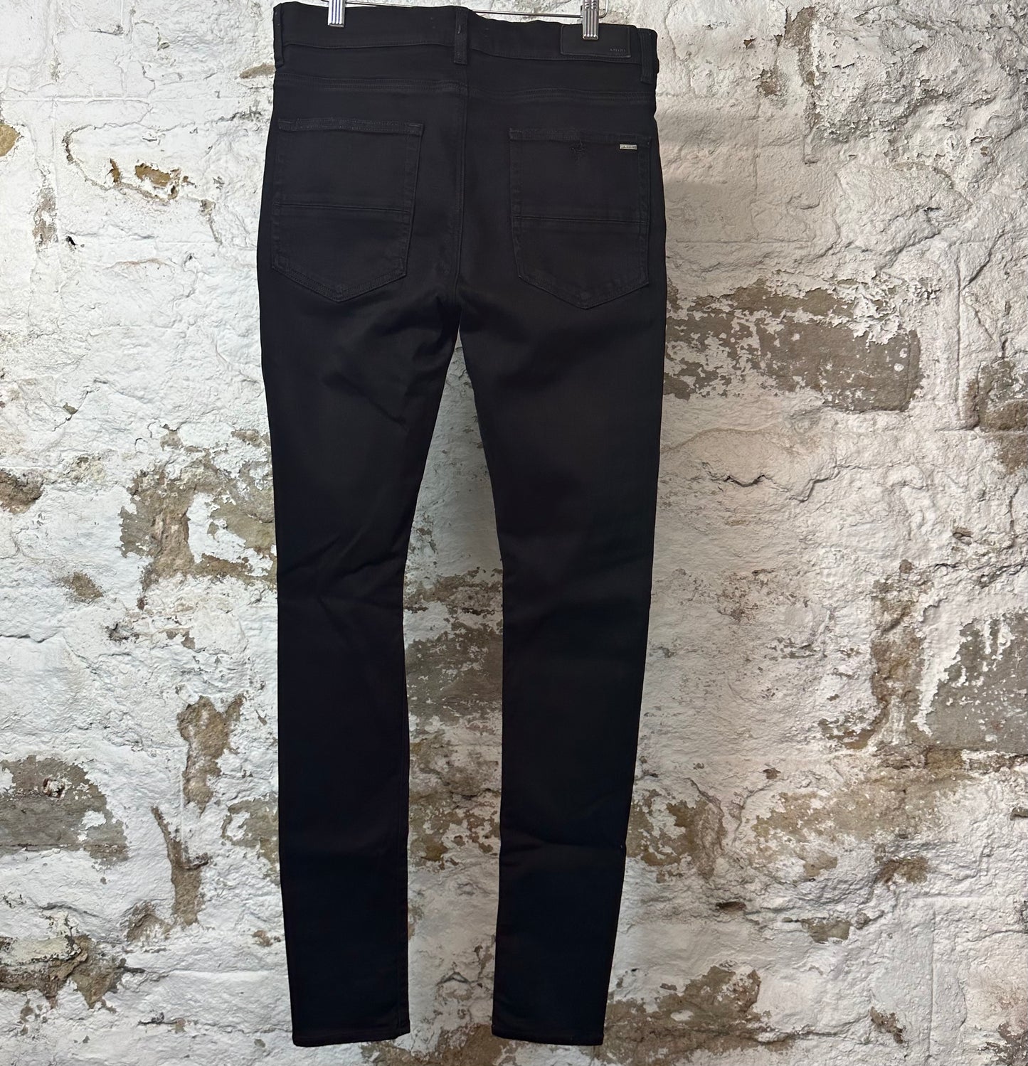 Amiri Knee Hole Plain Black Denim Jeans Sz 34