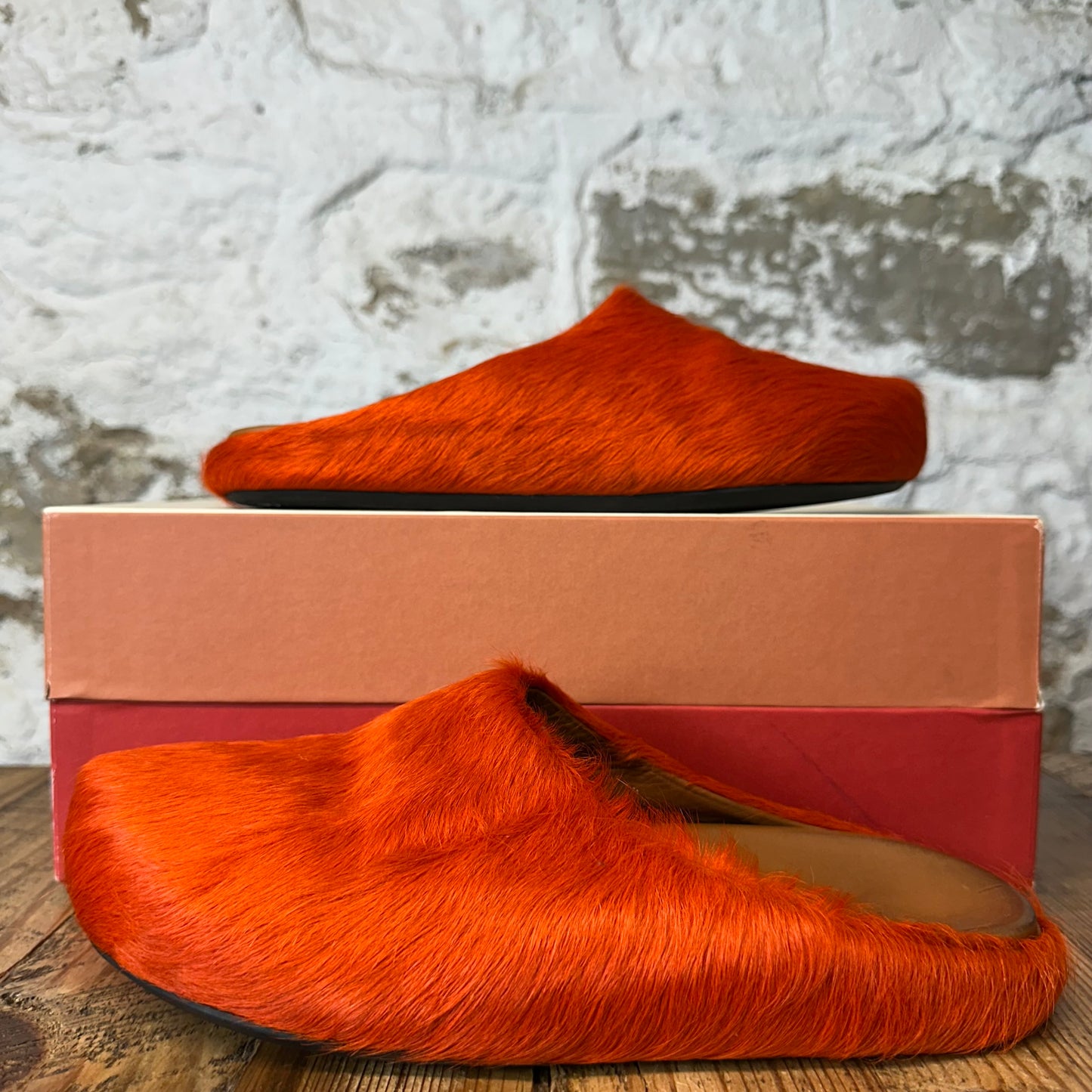 Marni Fussbet Orange Fur Slide Sz 9 (42)