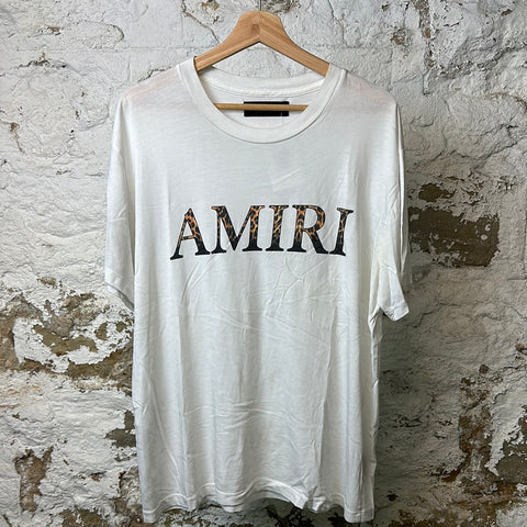 Amiri Cheetah Spellout White T-shirt Sz M