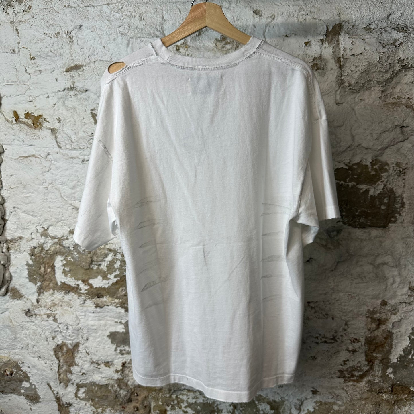 Satoshi Nakamoto Logo Distressed White T-Shirt Sz M