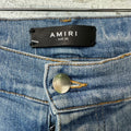 Amiri MX1 Black Leather Blue Denim Jeans Sz 33
