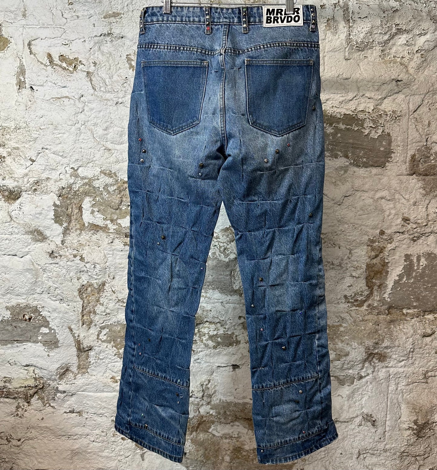 Who Decides War Studded Gems Blue Denim Jeans Sz 30