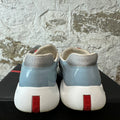 Prada Americas Cup Celeste Patent Grey White Sneaker Sz 5.5 (37.5)