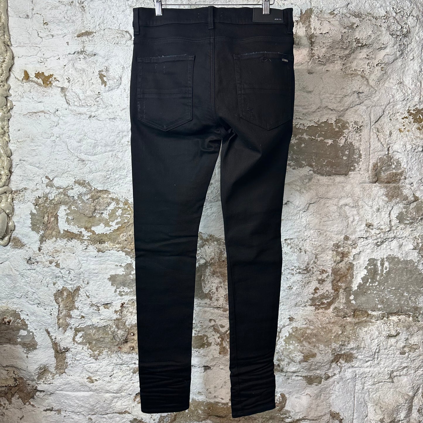 Amiri MX1 Silver Patch Black Denim Jeans Sz 34