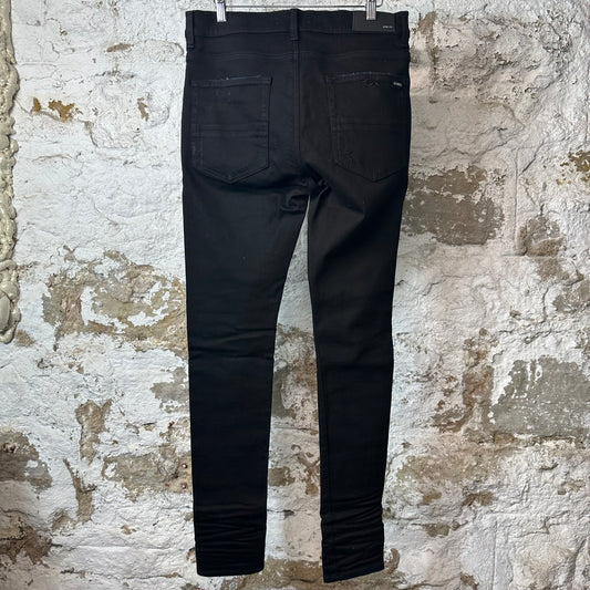 Amiri MX1 Silver Patch Black Denim Jeans Sz 34