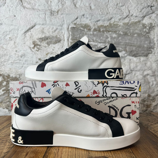 Dolce Gabbana Melting Logo Black White Portofino Sneaker Sz 8