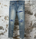 Amiri MX1 Blue Suede Blue Denim Jeans Sz 34