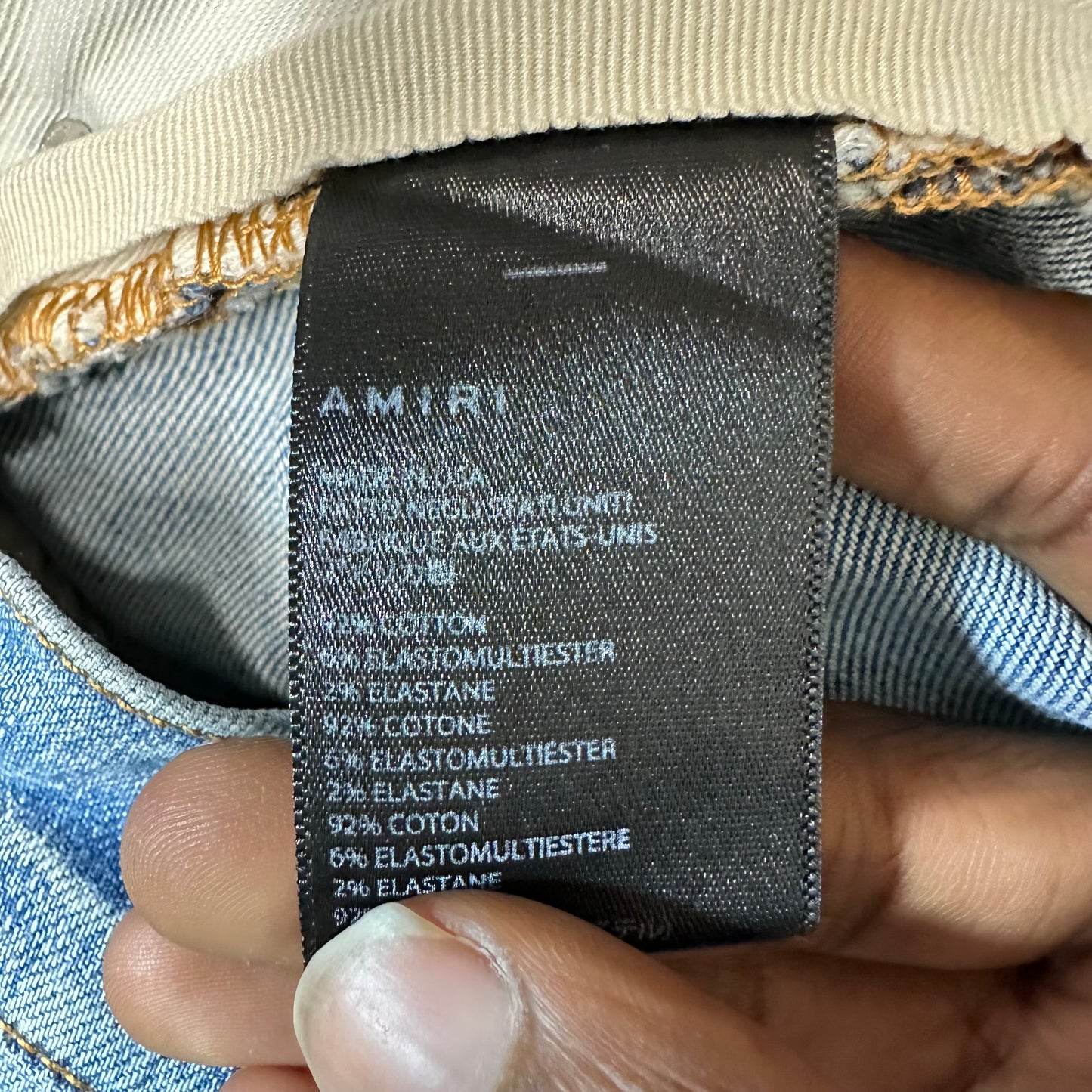 Amiri MX1 Cracked Pink Blue Denim Jeans Sz 36